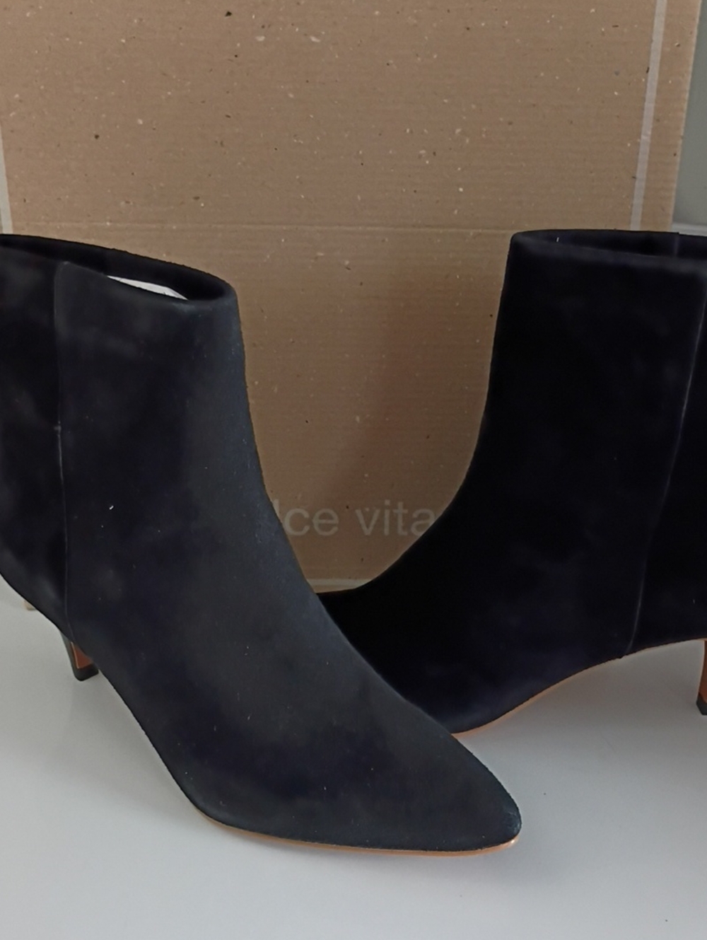 Dolce Vita Black Suede Pointed Toe Ankle Booties